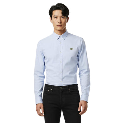 Blue - Side - Lacoste Mens Oxford Long-Sleeved Shirt