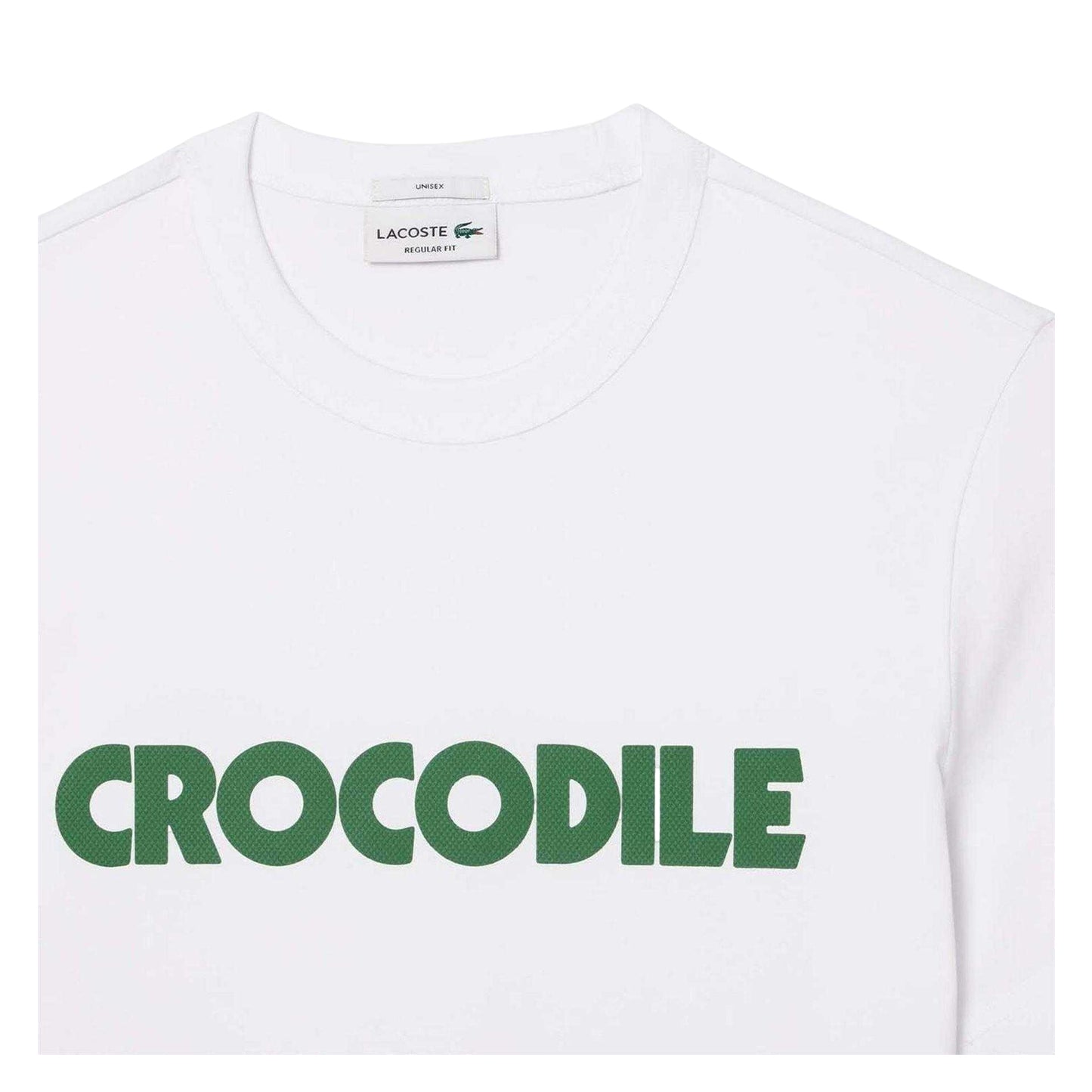 White - Side - Lacoste Mens Graphic Print Cotton T-Shirt