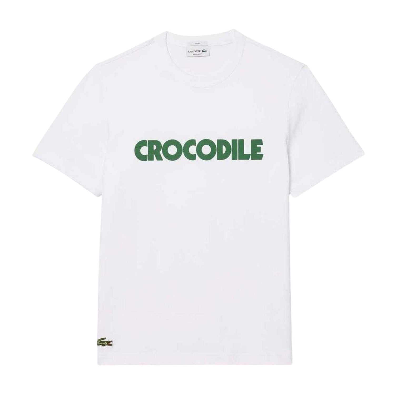 White - Front - Lacoste Mens Graphic Print Cotton T-Shirt