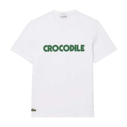 White - Front - Lacoste Mens Graphic Print Cotton T-Shirt