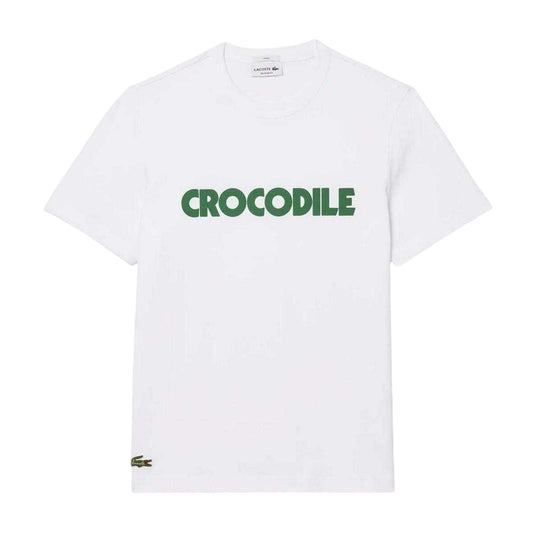 White - Front - Lacoste Mens Graphic Print Cotton T-Shirt