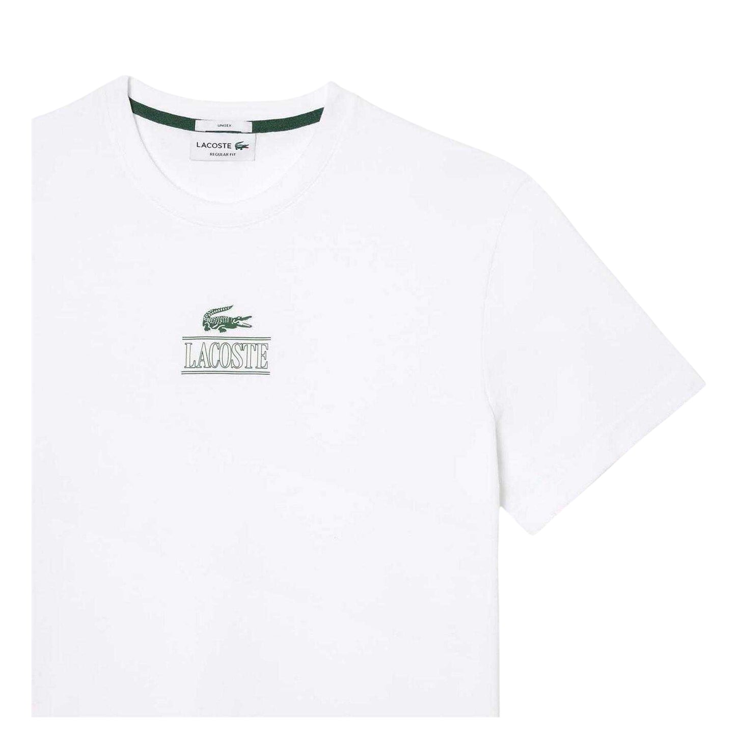 White - Side - Lacoste Mens Embroidered Logo Cotton T-Shirt