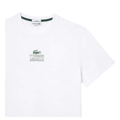 White - Side - Lacoste Mens Embroidered Logo Cotton T-Shirt