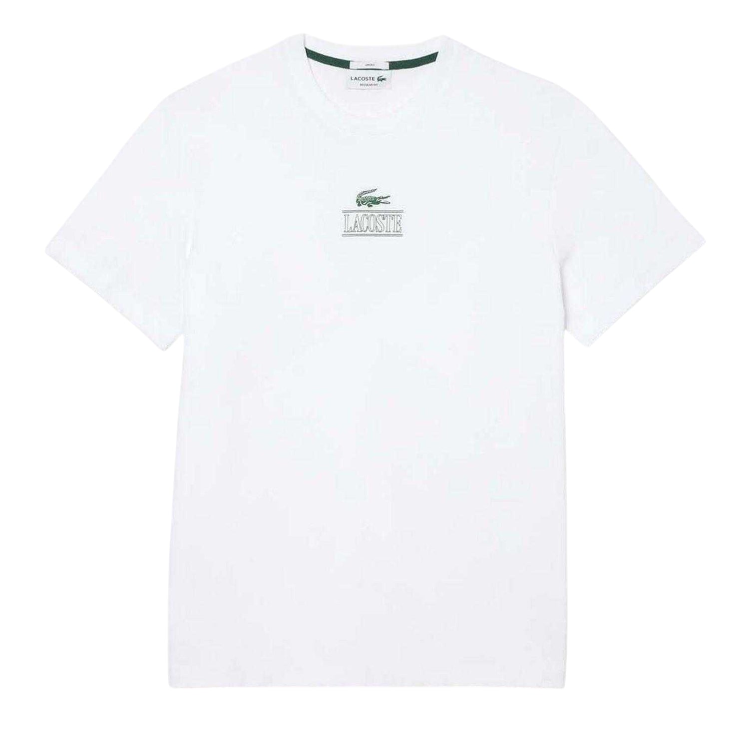 White - Front - Lacoste Mens Embroidered Logo Cotton T-Shirt