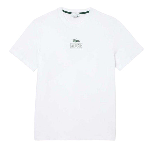 White - Front - Lacoste Mens Embroidered Logo Cotton T-Shirt