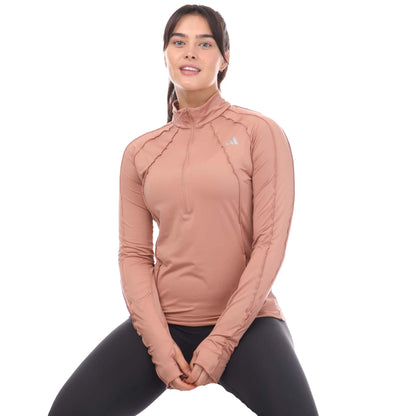 Grey - Side - Adidas Womens-Ladies Collective Power Long-Sleeved Top