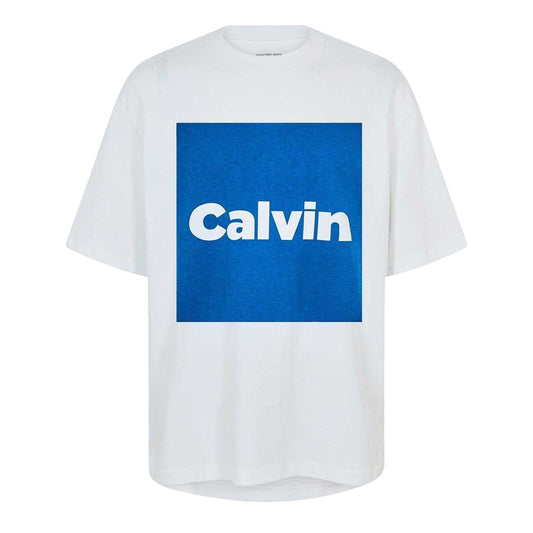 Brilliant White - Front - Calvin Klein Mens Box Logo Short-Sleeved T-Shirt