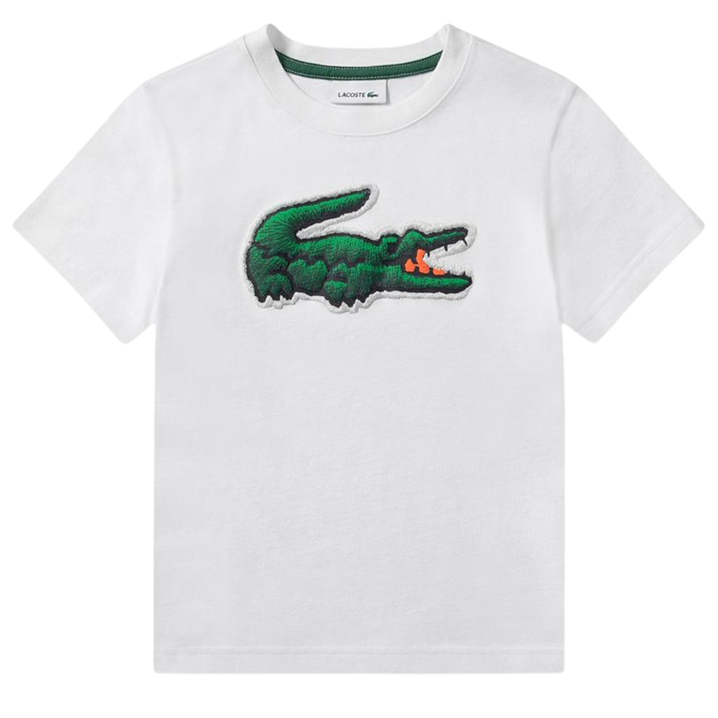 White - Front - Lacoste Childrens-Kids Puffy Logo Regular T-Shirt