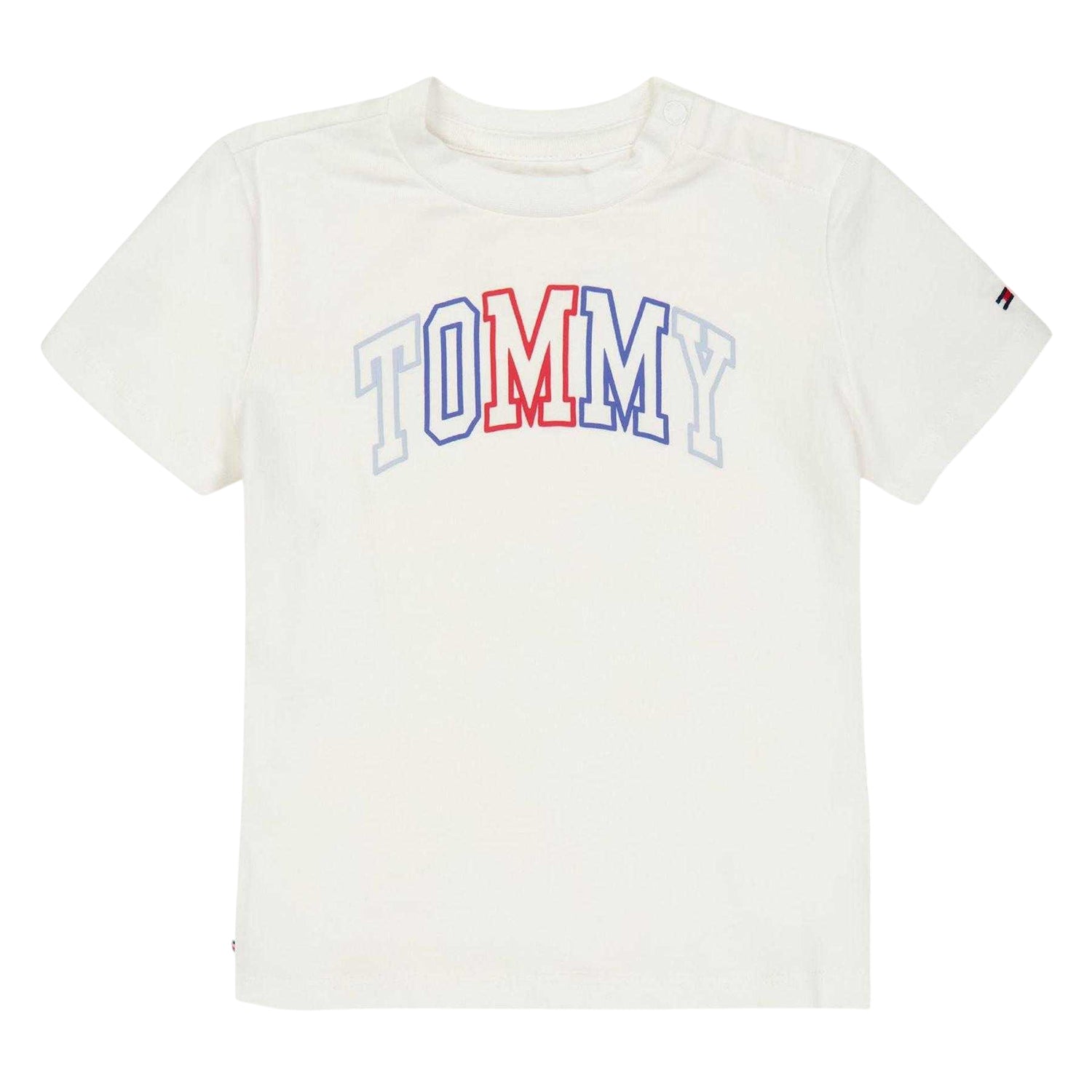 White - Front - Tommy Hilfiger Childrens-Kids Logo Outline T-Shirt