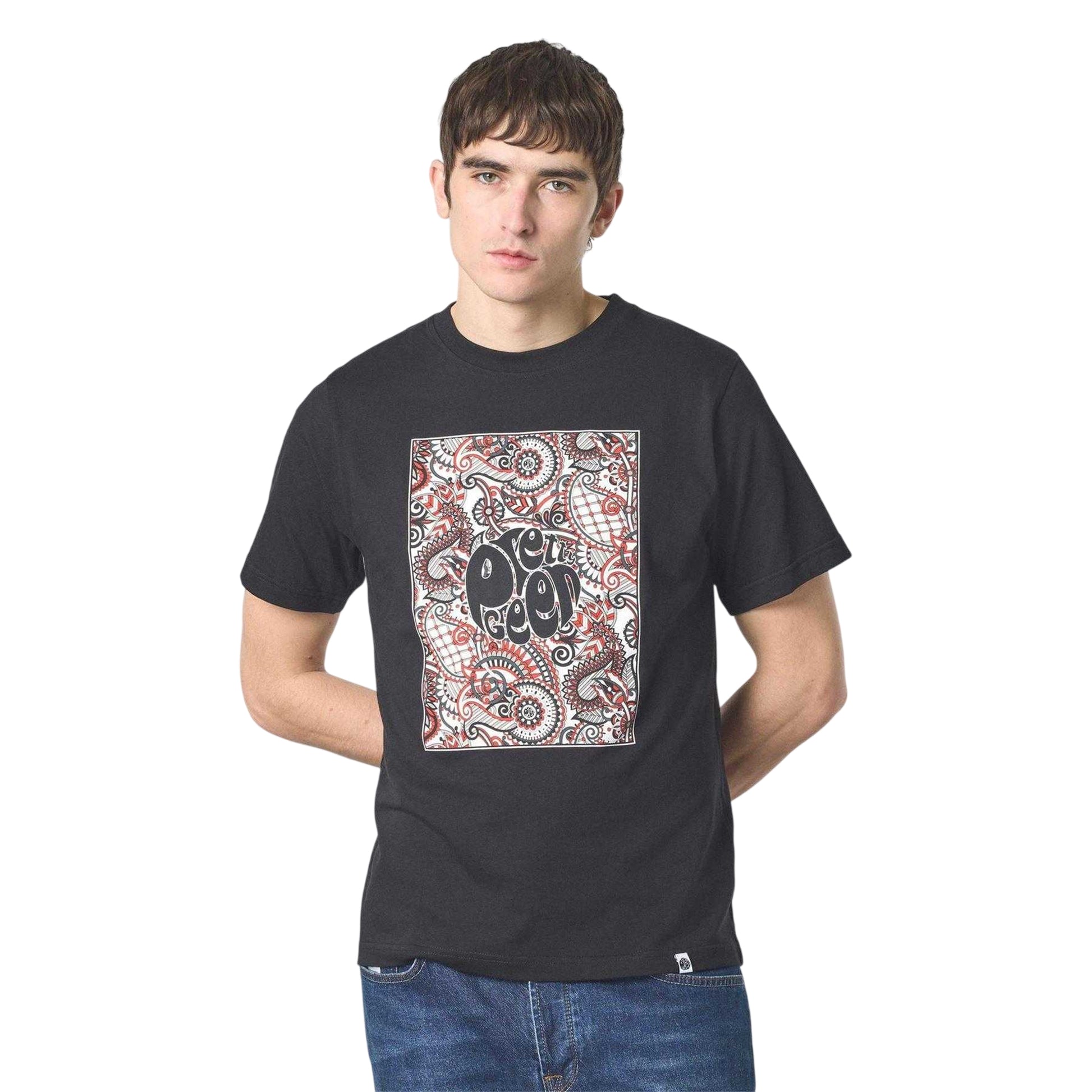 Black - Side - Pretty Green Mens Resonance Box Logo T-Shirt