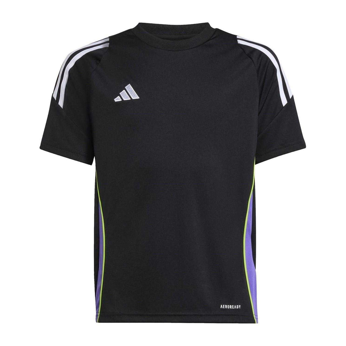 Black-Purple - Front - Adidas Childrens-Kids Tiro 24 3 Stripes Jersey