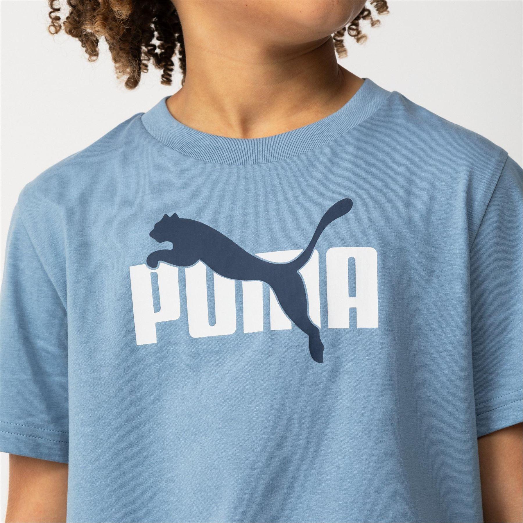 Zen Blue - Side - Puma Childrens-Kids Essentials Lab Logo T-Shirt
