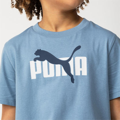 Zen Blue - Side - Puma Childrens-Kids Essentials Lab Logo T-Shirt