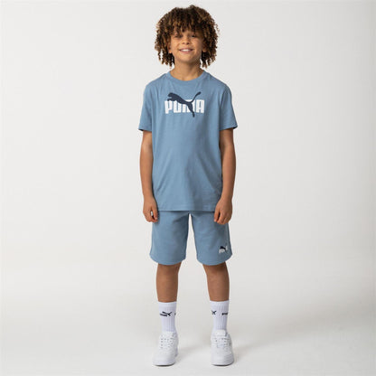 Zen Blue - Pack Shot - Puma Childrens-Kids Essentials Lab Logo T-Shirt