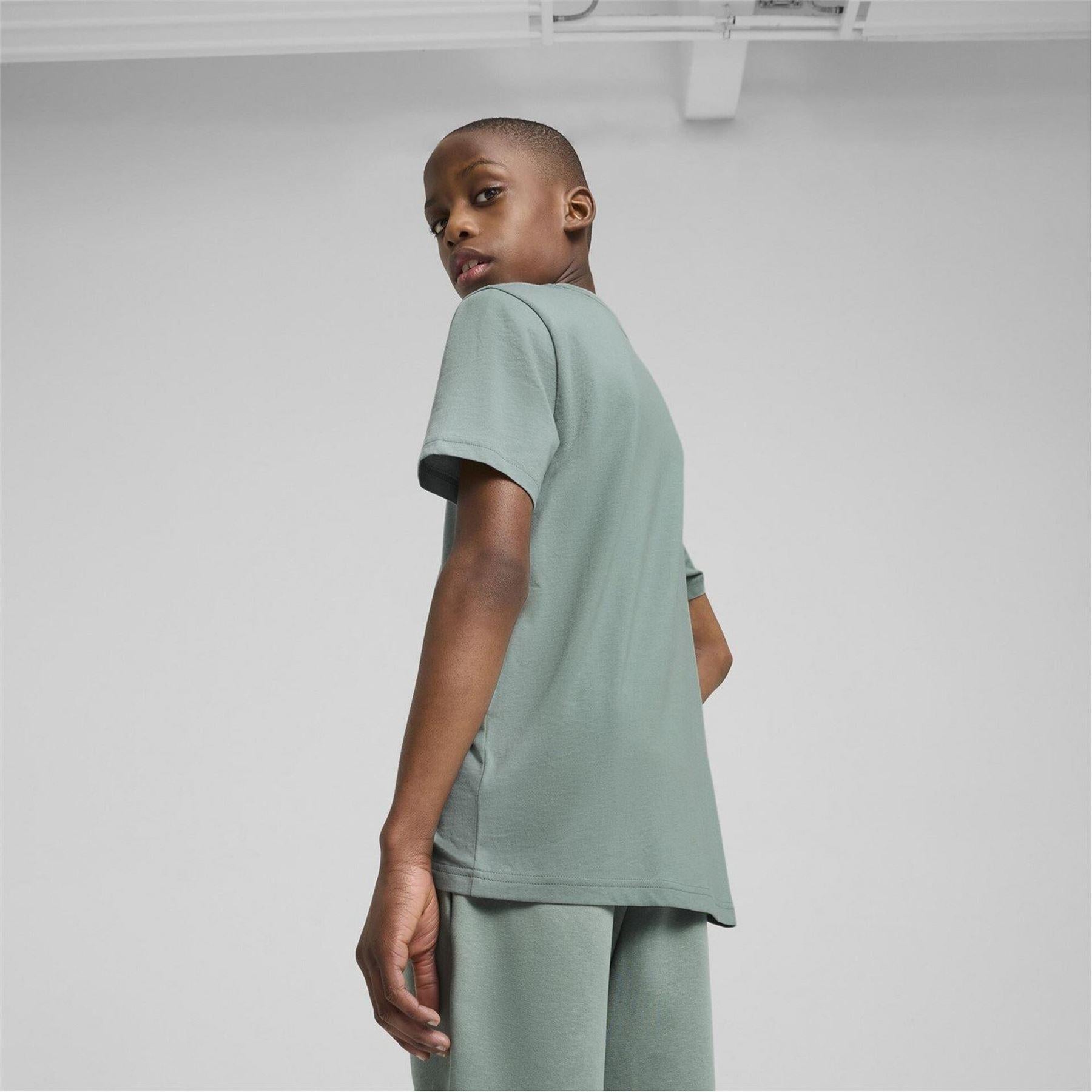 Green - Side - Puma Childrens-Kids Essentials Lab Logo T-Shirt