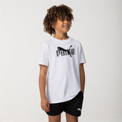 White - Side - Puma Childrens-Kids Essentials Lab Logo T-Shirt