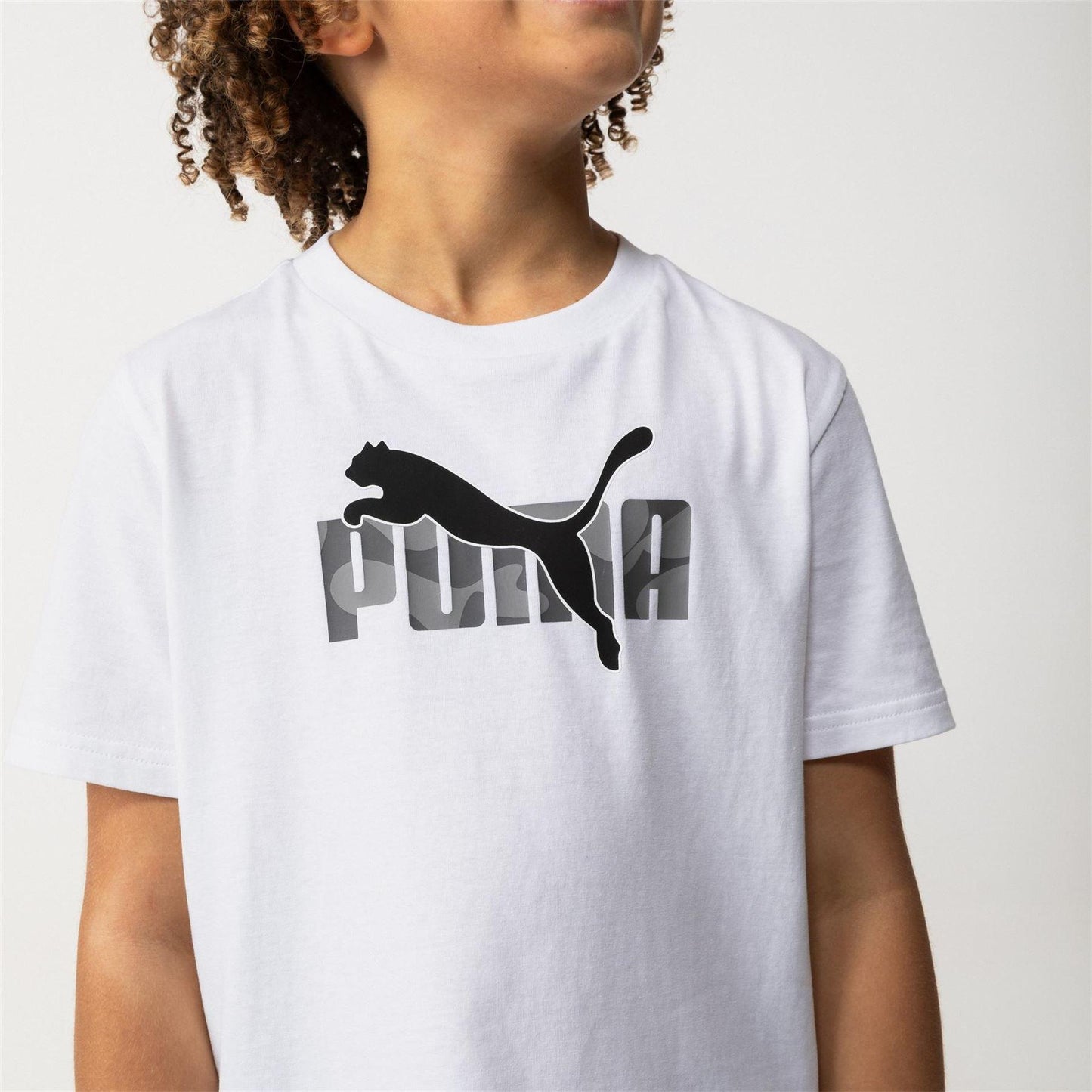 White - Lifestyle - Puma Childrens-Kids Essentials Lab Logo T-Shirt