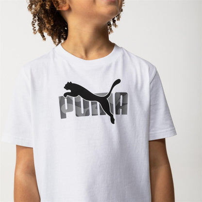 White - Lifestyle - Puma Childrens-Kids Essentials Lab Logo T-Shirt