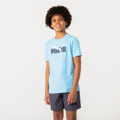 Blue - Front - Puma Childrens-Kids Essentials Lab Logo T-Shirt