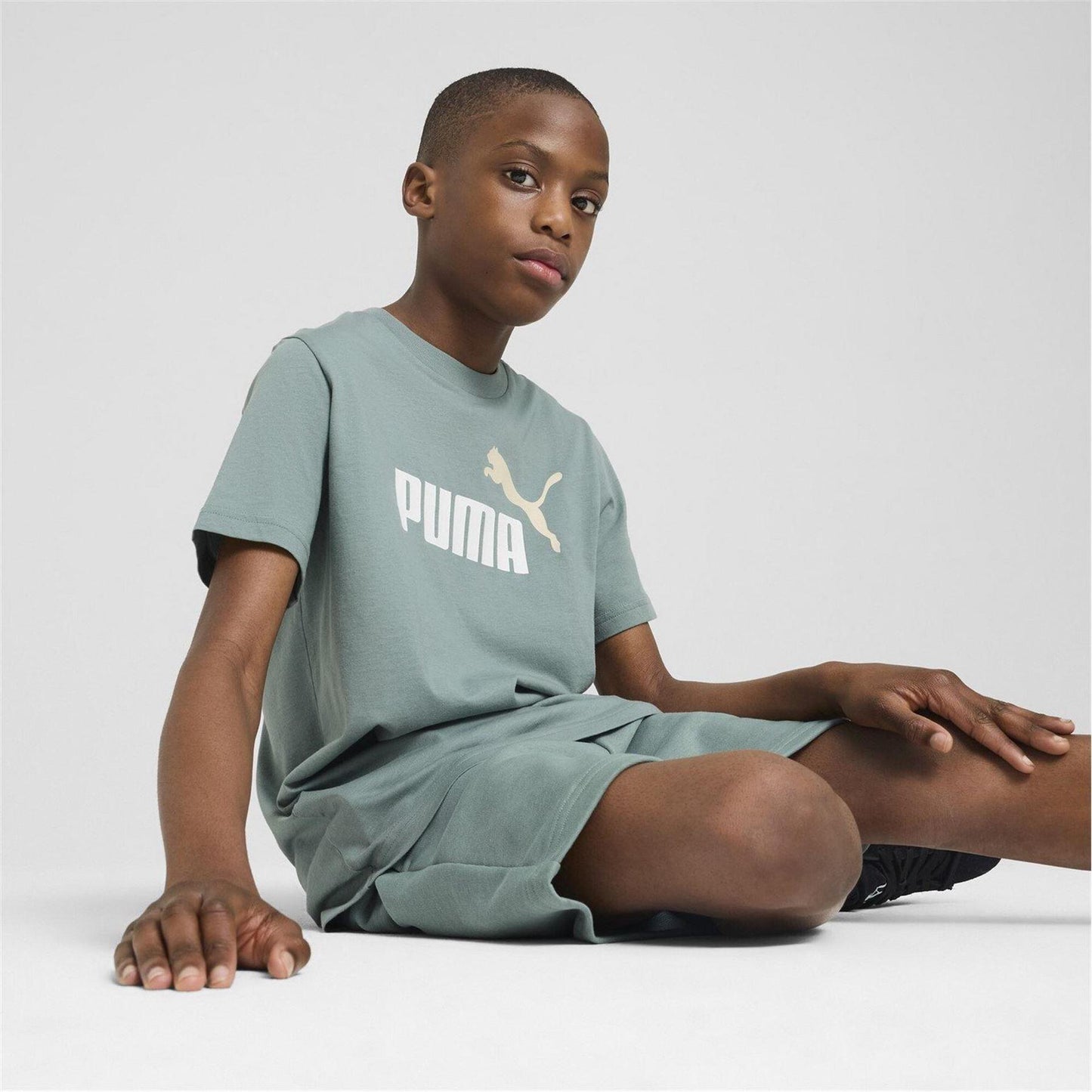 Green - Front - Puma Childrens-Kids Essentials Lab Logo T-Shirt