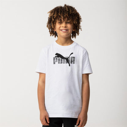 White - Front - Puma Childrens-Kids Essentials Lab Logo T-Shirt