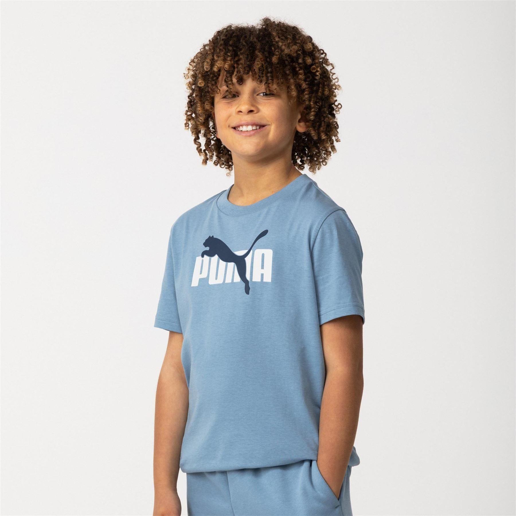 Zen Blue - Back - Puma Childrens-Kids Essentials Lab Logo T-Shirt