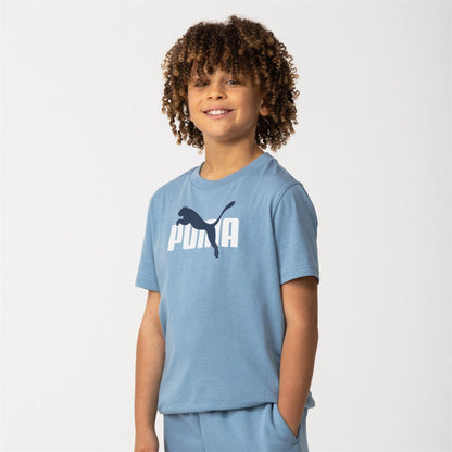 Zen Blue - Back - Puma Childrens-Kids Essentials Lab Logo T-Shirt