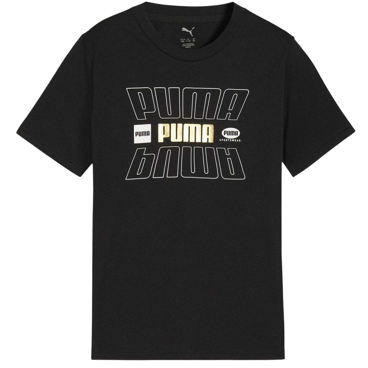 Black - Front - Puma Childrens-Kids Essentials Lab Logo T-Shirt