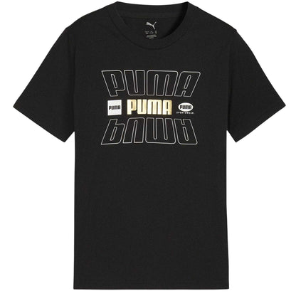 Black - Front - Puma Childrens-Kids Essentials Lab Logo T-Shirt