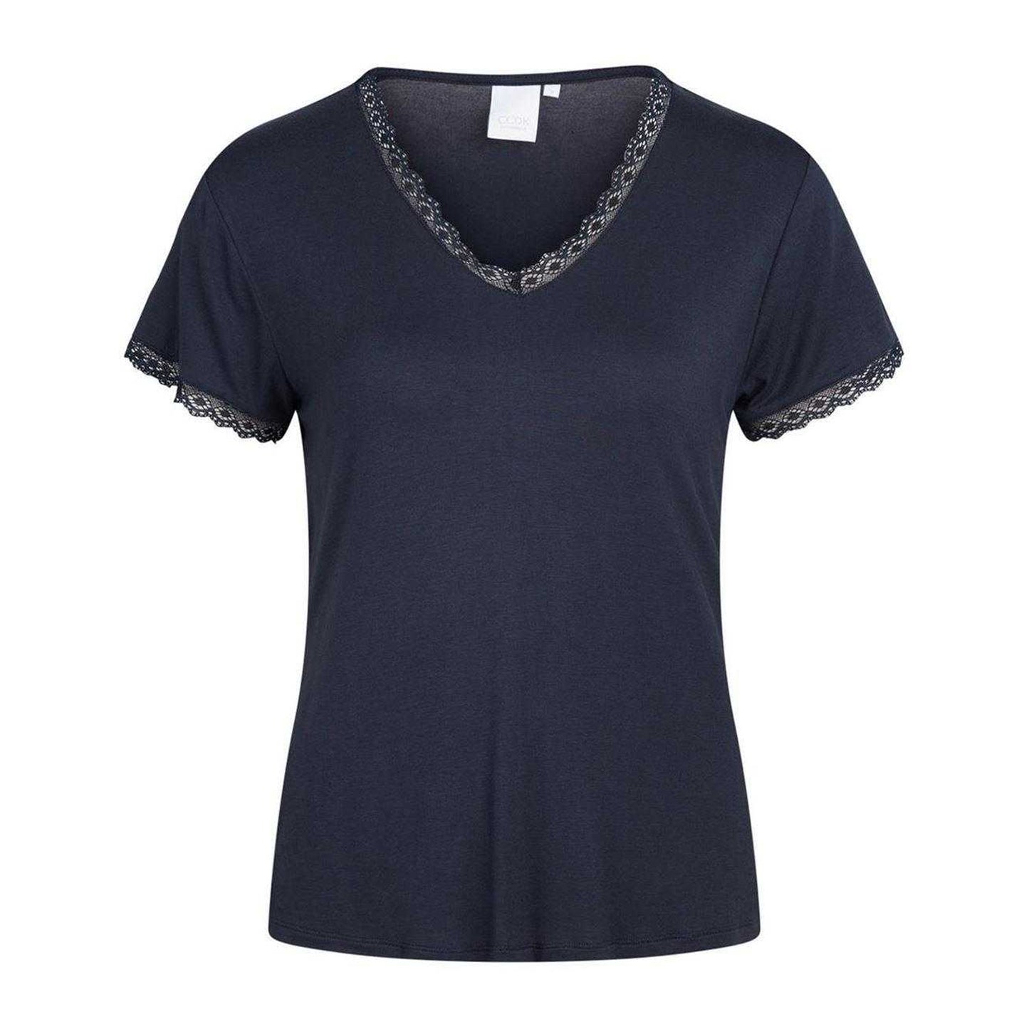 Parisian Night - Front - CCDK Copenhagen Womens-Ladies Lace Trim Pyjama Top