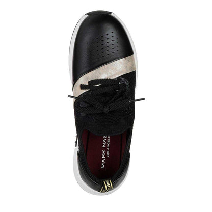 Black-Gold - Lifestyle - Skechers Womens-Ladies Modern Jogg Leather Trainers
