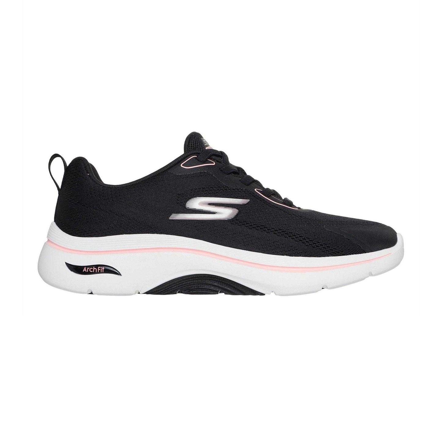 Black-Pink - Side - Skechers Womens-Ladies Go Walk Arch Fit Trainers