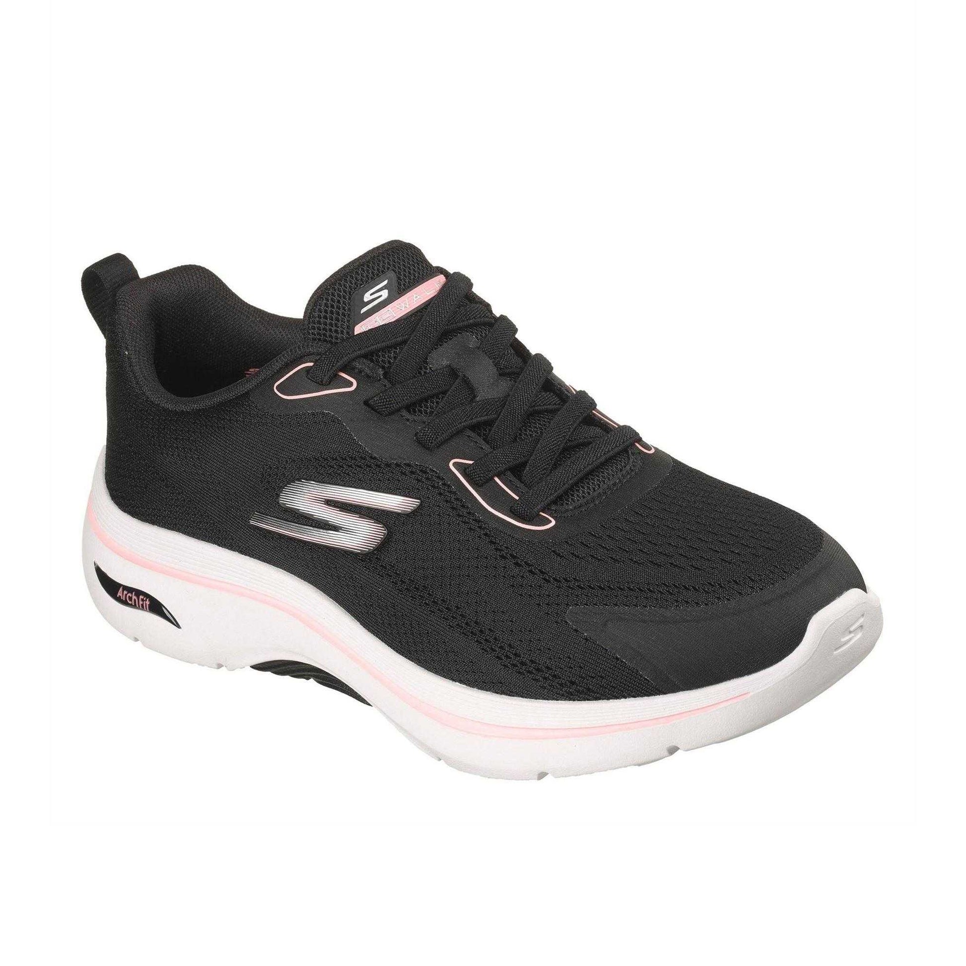 Black-Pink - Front - Skechers Womens-Ladies Go Walk Arch Fit Trainers