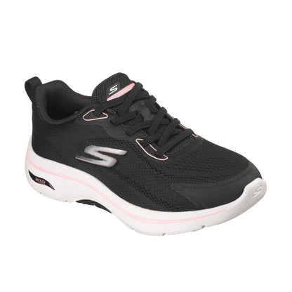 Black-Pink - Front - Skechers Womens-Ladies Go Walk Arch Fit Trainers