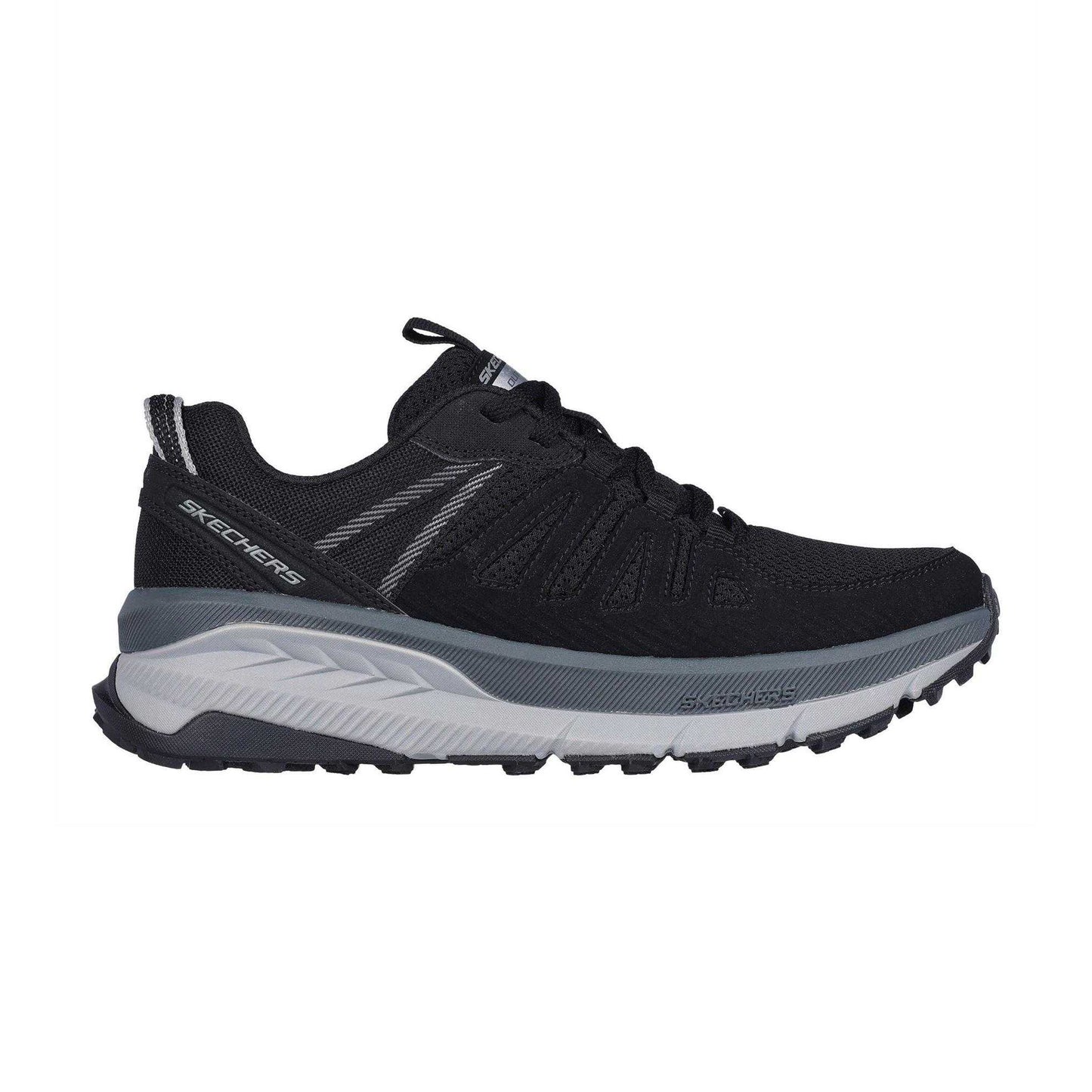 Black-Charcoal - Side - Skechers Womens-Ladies Overlay Trainers