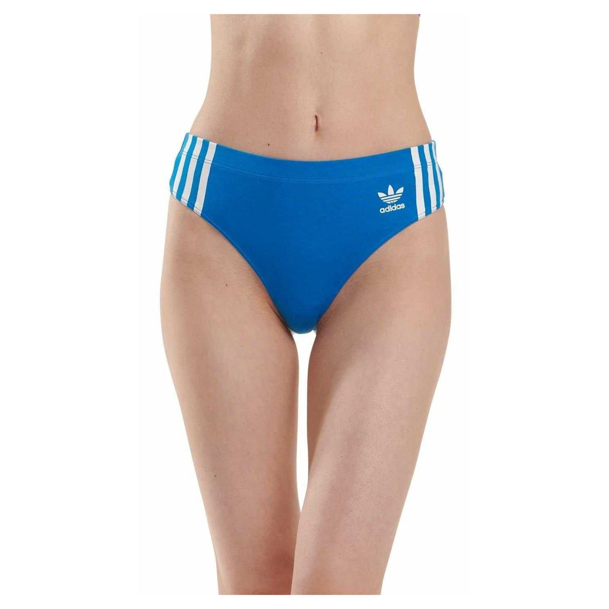 Black-Blue - Back - Adidas Womens-Ladies Cotton Comfort Thong (Pack of 2)