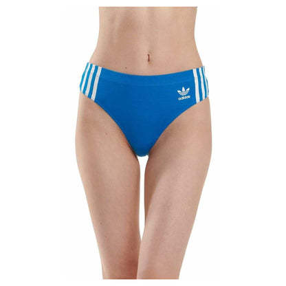 Black-Blue - Back - Adidas Womens-Ladies Cotton Comfort Thong (Pack of 2)