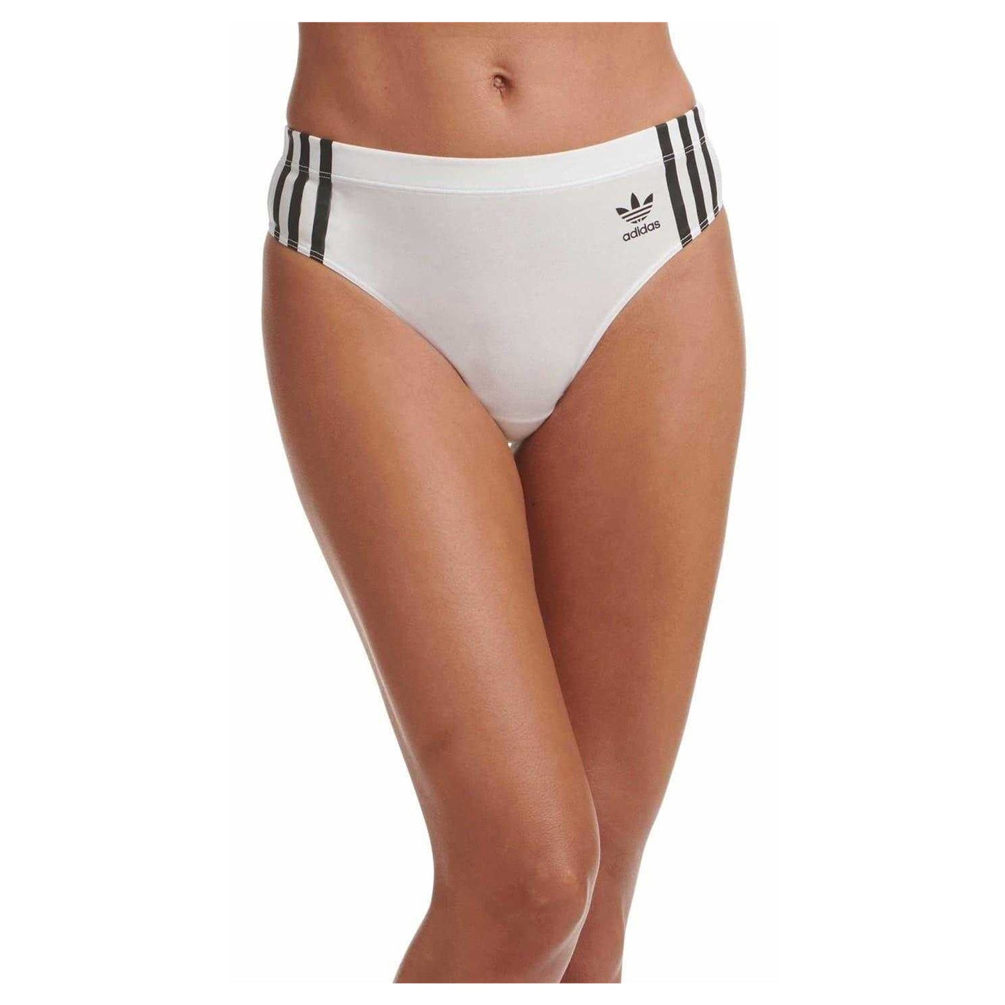 Black-White - Back - Adidas Womens-Ladies Cotton Comfort Thong (Pack of 2)
