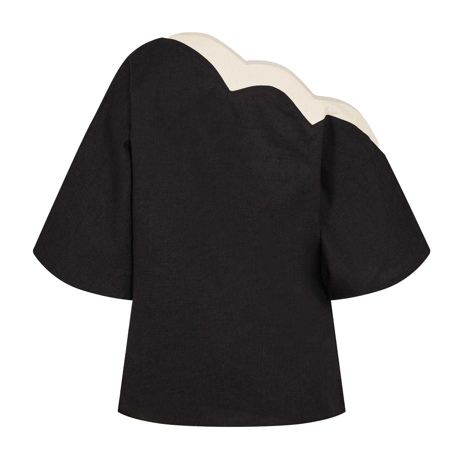 Black-Cream - Back - Never Fully Dressed Womens-Ladies Tilly Scalloped Top