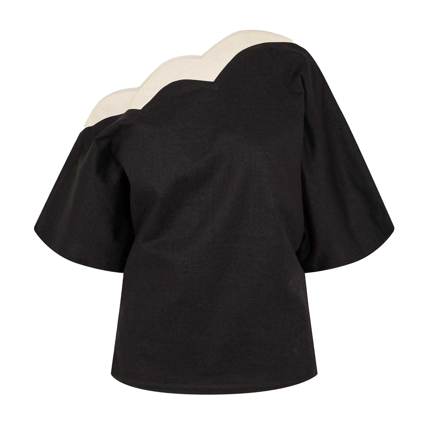 Black-Cream - Front - Never Fully Dressed Womens-Ladies Tilly Scalloped Top