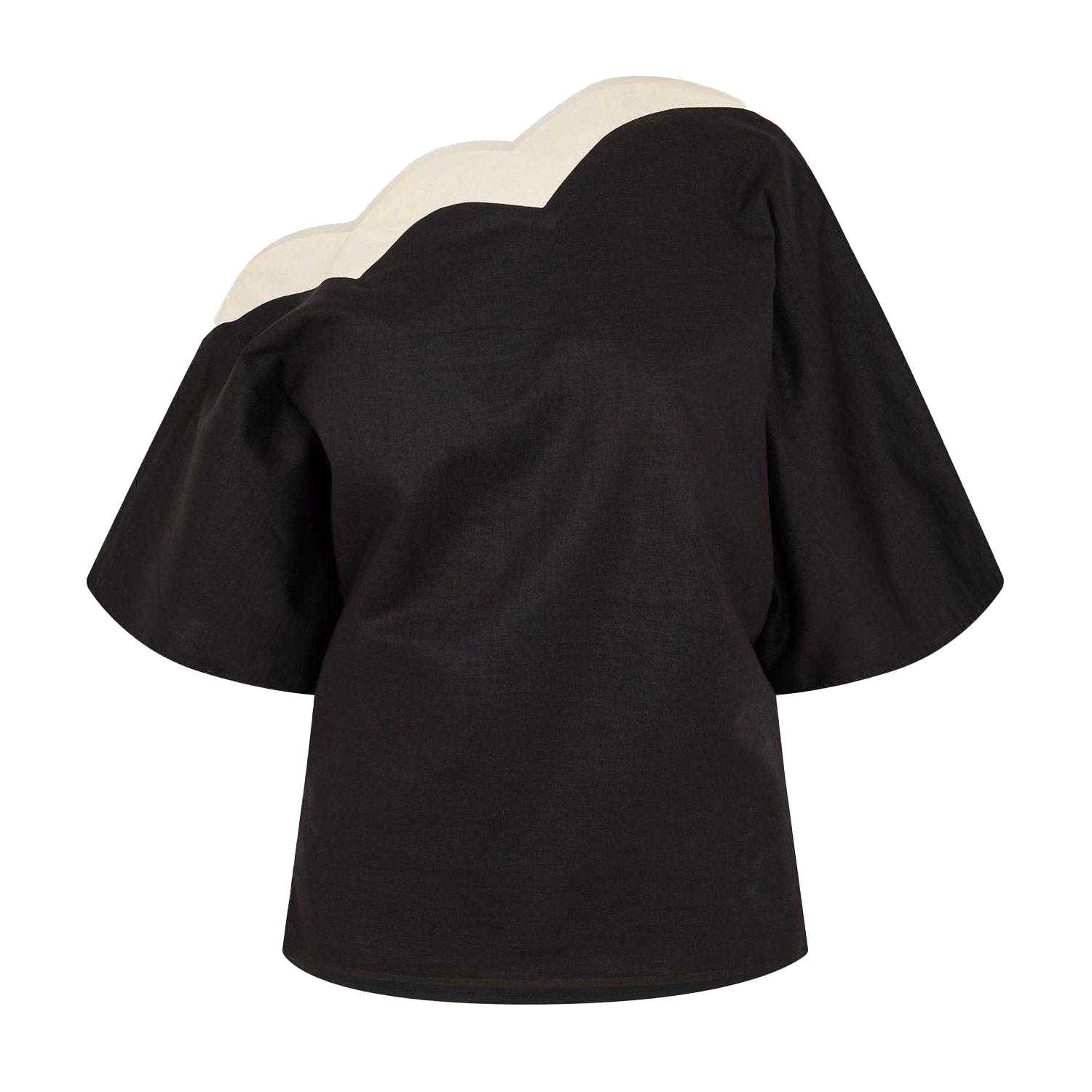 Black-Cream - Front - Never Fully Dressed Womens-Ladies Tilly Scalloped Top