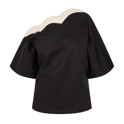 Black-Cream - Front - Never Fully Dressed Womens-Ladies Tilly Scalloped Top