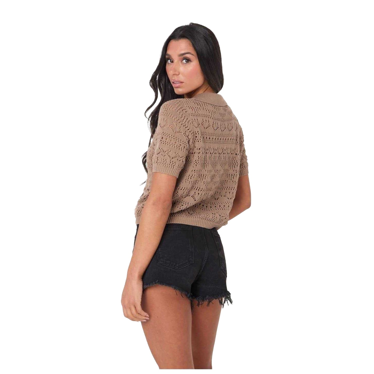 Mocha - Back - I Saw It First Womens-Ladies Crochet Top