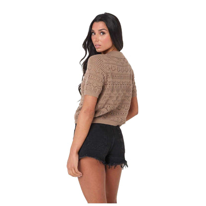 Mocha - Back - I Saw It First Womens-Ladies Crochet Top