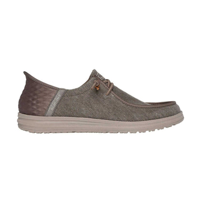 Khaki - Side - Skechers Mens Berlaine Slip-on Shoes