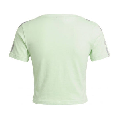 Green - Back - Adidas Womens-Ladies 3 Stripes Slim Crop T-Shirt