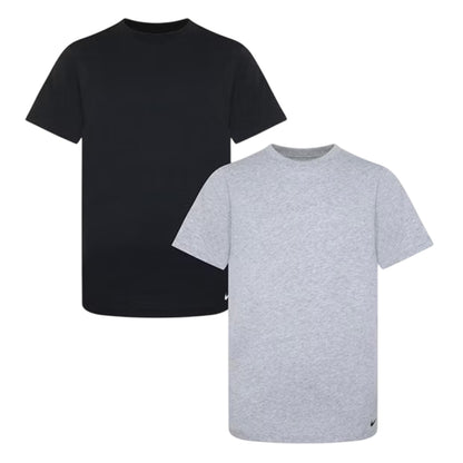 Grey-Black - Front - Nike Boys Essential Solid Regular T-Shirt (Pack of 2)