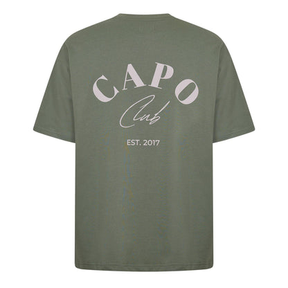 Olive - Back - Capo Mens Beach Club Relaxed Fit T-Shirt