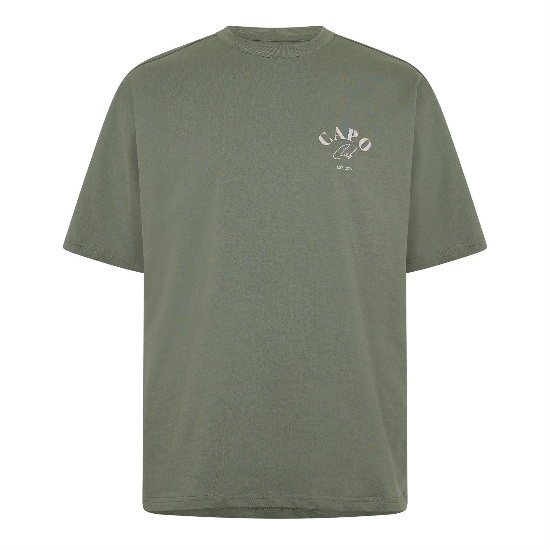 Olive - Front - Capo Mens Beach Club Relaxed Fit T-Shirt