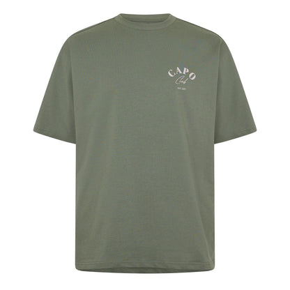 Olive - Front - Capo Mens Beach Club Relaxed Fit T-Shirt